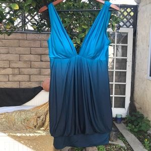 Charlotte Russe blue ombré balloon hem mini dress M